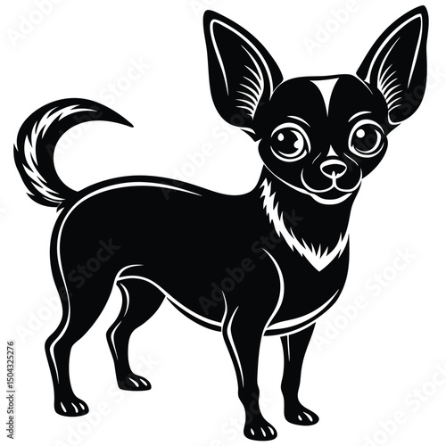 silhouette of chihuahua small and alert stance