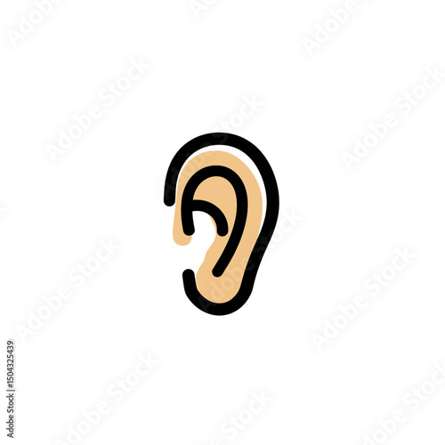 Stylized ear listens isolated on a white background sketch