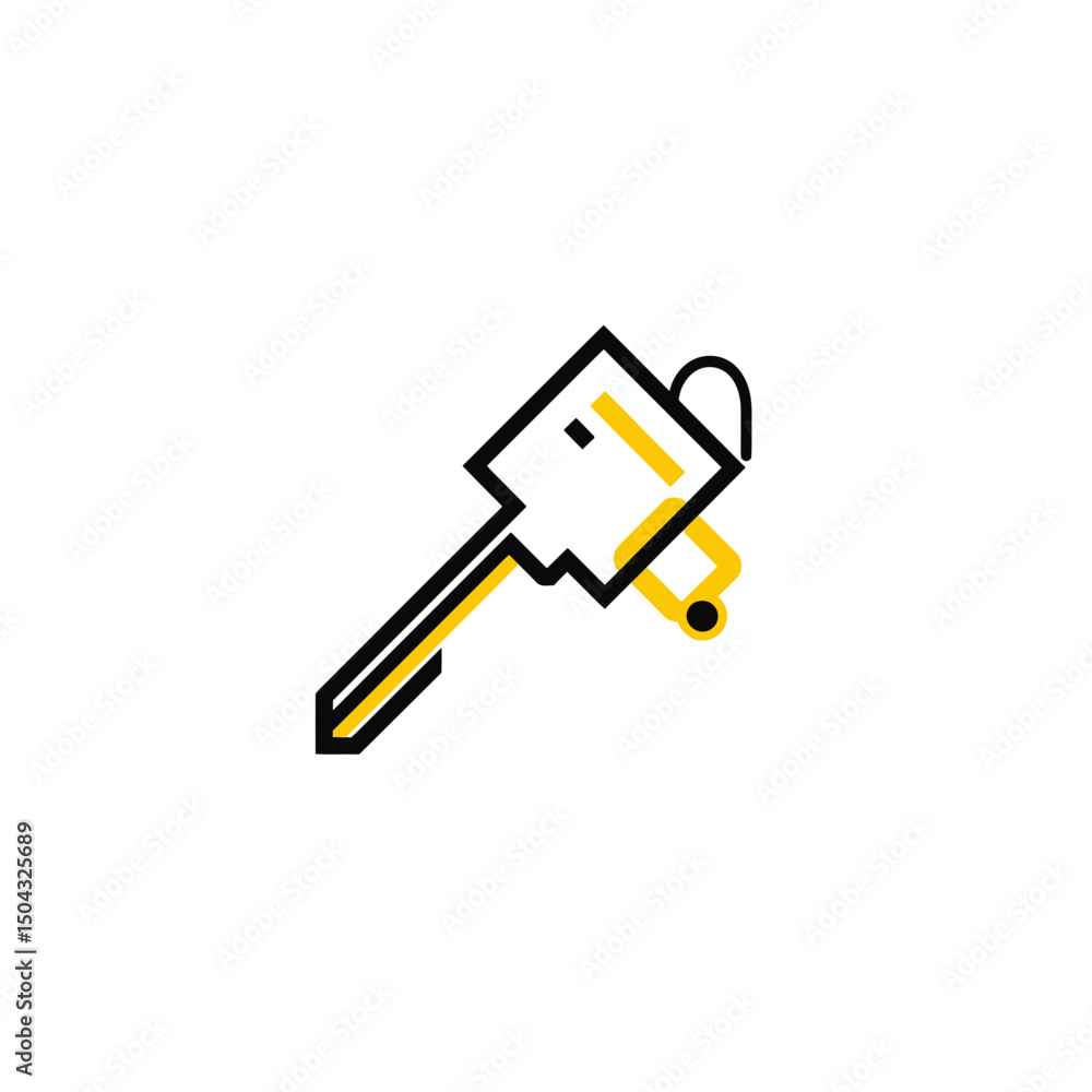 Minimalist key unlocks door abstract graphic white Minimalist key unlocks door abstract graphic white
