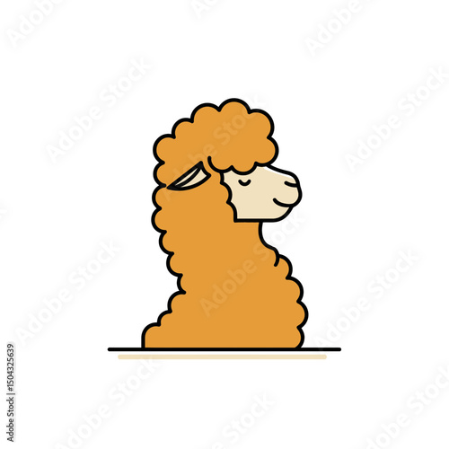 Cartoon llama poses smiling adorably isolated single background animal design