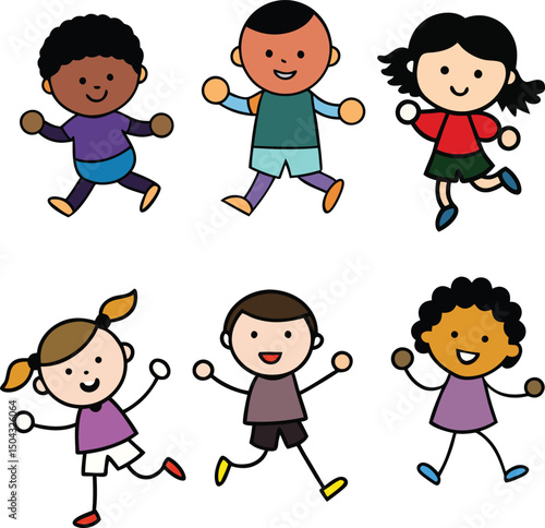Children Playing Outdoors – Kids Activities and Fun Childhood Moments in Vector