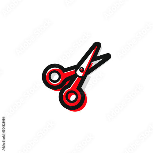 Red scissors cut object on white background graphic tool