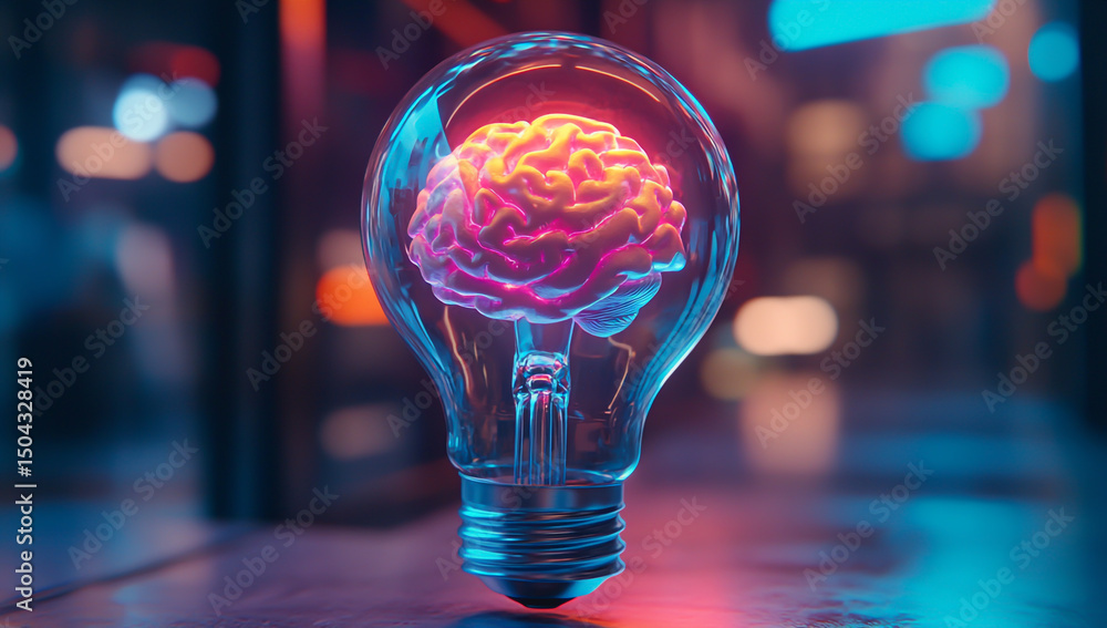 A light bulb with a glowing brain inside, symbolizing creative thinking and innovation in business A light bulb with a glowing brain inside, symbolizing creative thinking and innovation in business