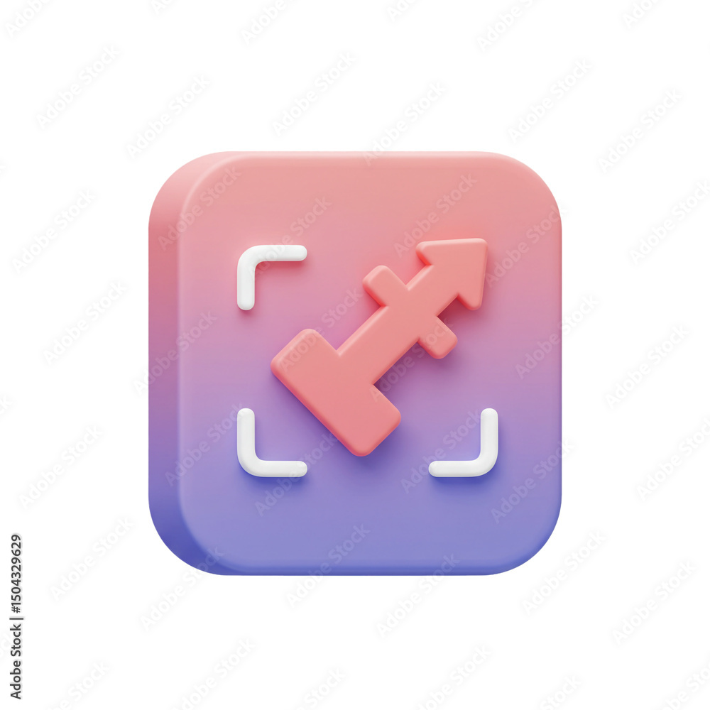 Obraz premium Dimensional Expansion Symbol for Enhanced User Interface Functionality on a Modern Gradient Backdrop Depicting Adaptability