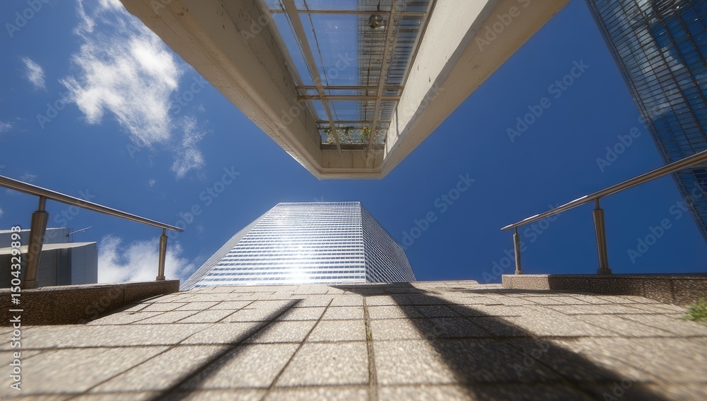 Fototapeta premium Architectural Marvel Soaring Toward the Azure Sky