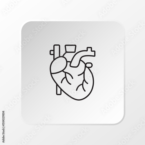 Artificial Heart Icon, Flat Vector Symbol for Medical Technology