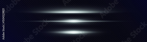 Horizontal white light rays with bright highlights on a dark background.