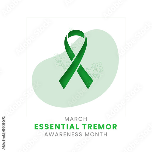 Essential Tremor awareness month background design with Green silk ribbon.