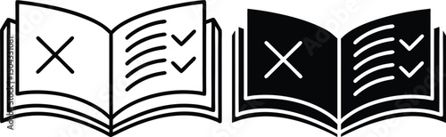 Contrasting open book icons show both rejection and acceptance, transparent background