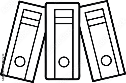 Three ring binders outlined stand side by side, all with a transparent background
