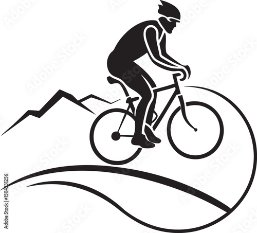 vintage black sport bicycle icon with pedals and wheels on a white background