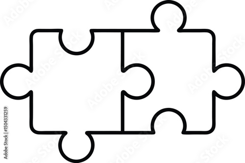 Two jigsaw puzzle pieces fit together with a simple black outline on white