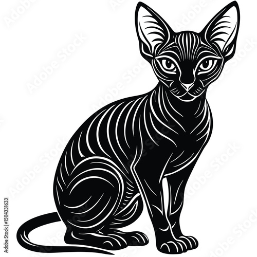 silhouette of sphynx cat highlighting its hairless features