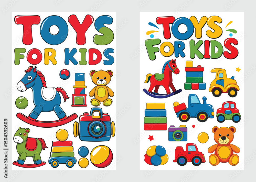 Fototapeta premium Colorful Toys Vector Illustration For Children Designs And Patterns
