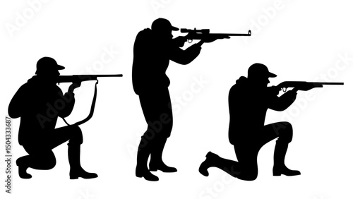 silhouette of a hunter with a gun