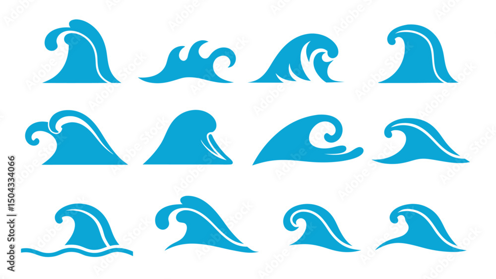 set of water waves vector illustration set of water waves vector illustration