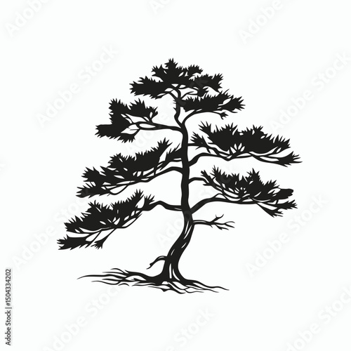Serene lone tree with detailed branches in striking monochrome silhouette