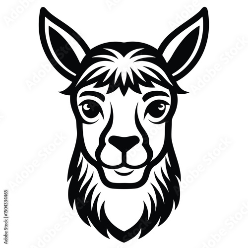 simple logo silhouette of llama face with long neck