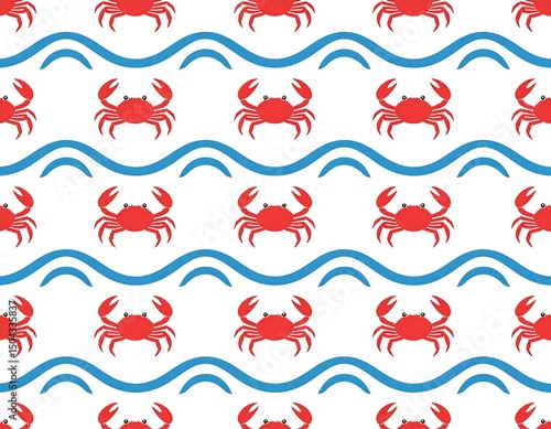 Crab pattern on waves background
