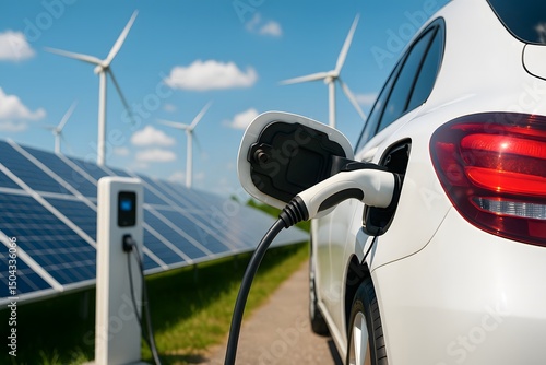 Electric Vehicle Charging at Renewable Energy Site with Wind Turbines