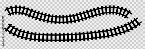 Railway Track Icon Set Vector Design on White Background. Railway Line, Rails Symbol, Train Tracks Sign, Railroad Pictogram, Railroad elements set, Railroads curved straight, traffic sign,seps10, 1111