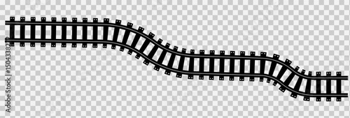 Railway Track Icon Set Vector Design on White Background. Railway Line, Rails Symbol, Train Tracks Sign, Railroad Pictogram, Railroad elements set, Railroads curved straight, traffic sign,seps10, 1111
