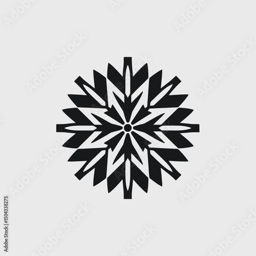 Snowflake design black white winter frost ice crystal christmas holiday ornament decoration geometric shape art silhouette