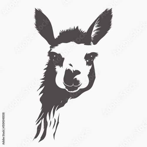 Llama animal portrait illustration mammal alpaca wildlife nature cute head art drawing zoo funny face 100 silhouette