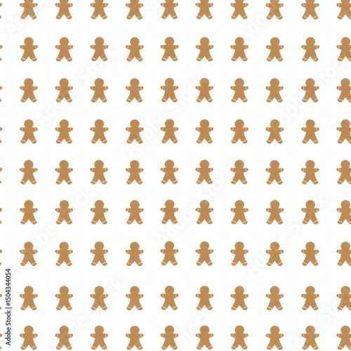 Seamless Gingerbread Men Pattern Minimalist Christmas Design in Warm Brown on White Background Digital Art Creative Design