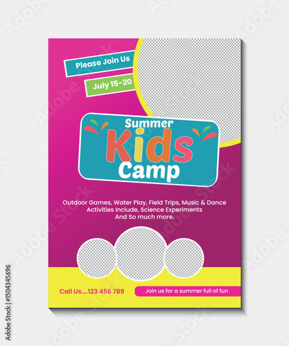 summer kids camp flyer design template