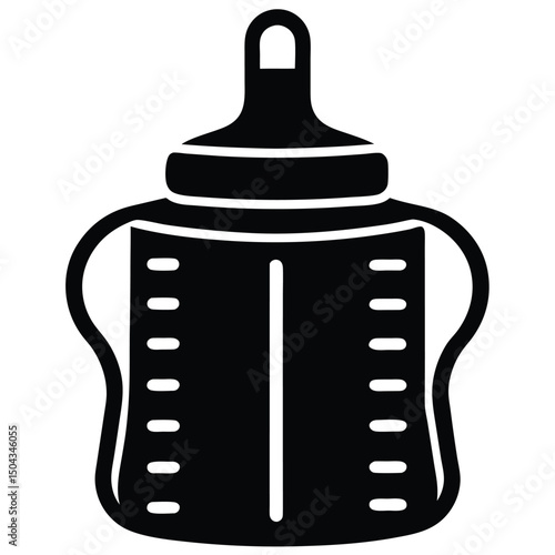 Baby Bottle Icon Simple Black Silhouette of Infant Feeding Bottle