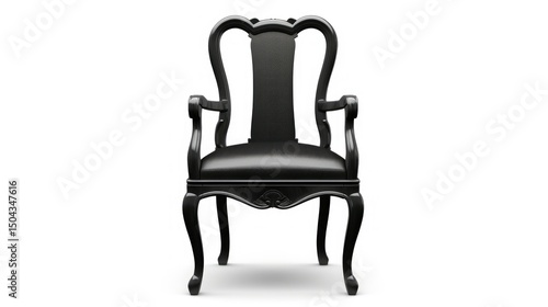 Elegant Black Vintage Armchair on White Background

