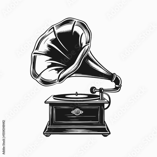 Vintage gramophone phonograph record player music antique retro audio nostalgia sound technology old s