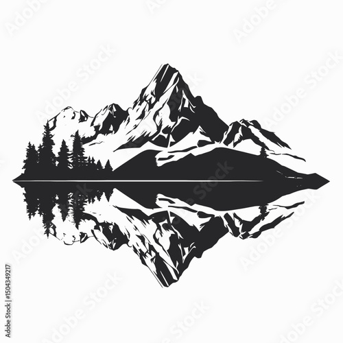 Mountain landscape reflection nature scenery peak trees lake scenic wilderness outdoors adventure travel black
