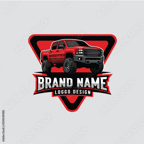 Double Cabin Trailer Logo Vector. Pickup truck logo. Pick up truck illustration vector for sticker business logo etc