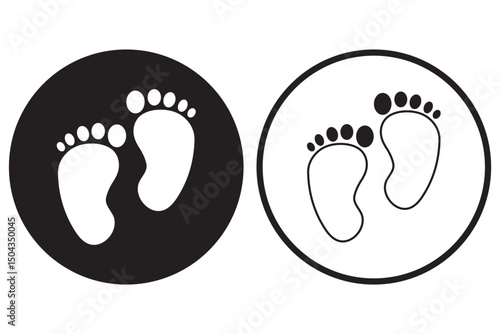 Footprint. Human footprint icon. Baby footprint. Silhouette of footprints. Vector illustration. baby footprints, perfect for baby footprints logos and icons eps 10