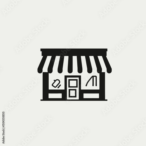 Shop store front market building storefront business retail commerce awning trade outlet place location d icon