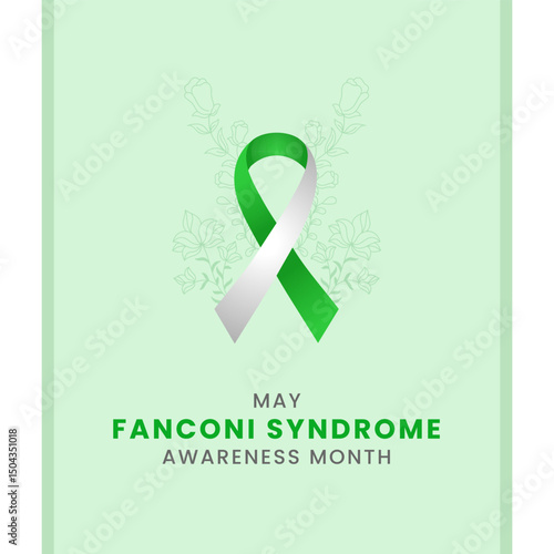 Fanconi Syndrome awareness Month background design with Green silk ribbon.