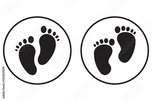 baby feet icon, baby footprints vector illustration, footprint icon. Baby footprint. Silhouette of footprints. Vector eps 10