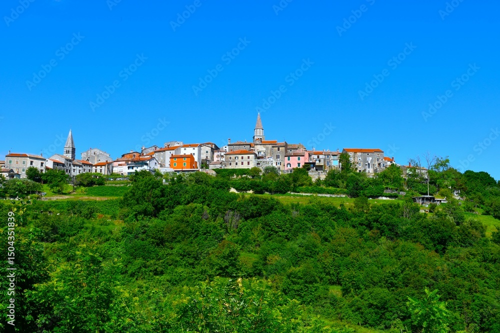 Obraz premium Old historic town of Buje in Istria, Croatia in summer