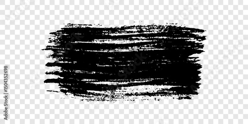 Black brush stroke on transparent background