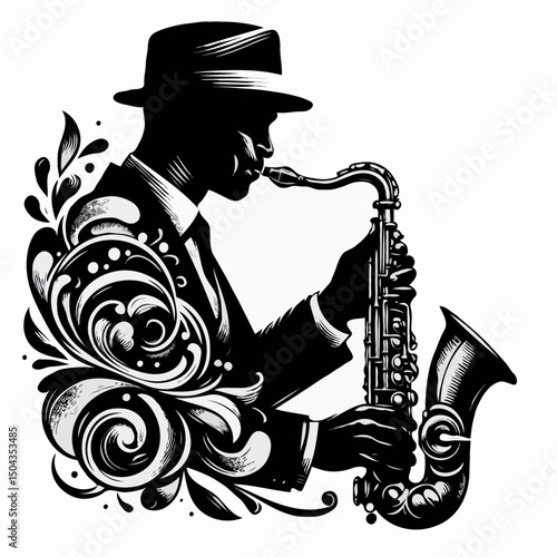 Jazz man playing saxophone