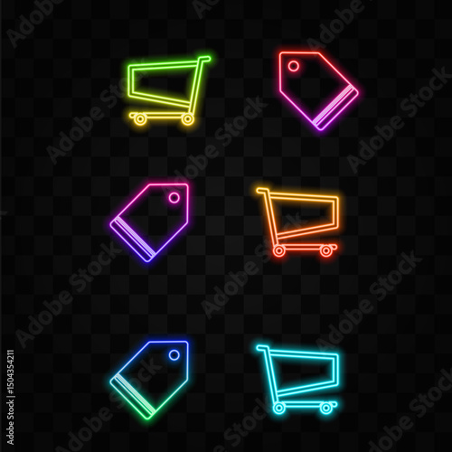icon shopping cart. purchase label. neon style. related to the online store symbol. scribble style. simple illustration. shop