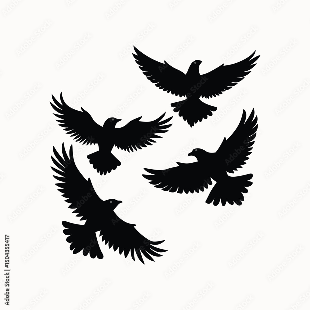 Obraz premium Eagle Vector Silhouettes Set on White Background