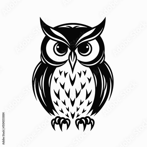 Owl vector illustration night bird predator nocturnal animal isolated black and white wildlife design art