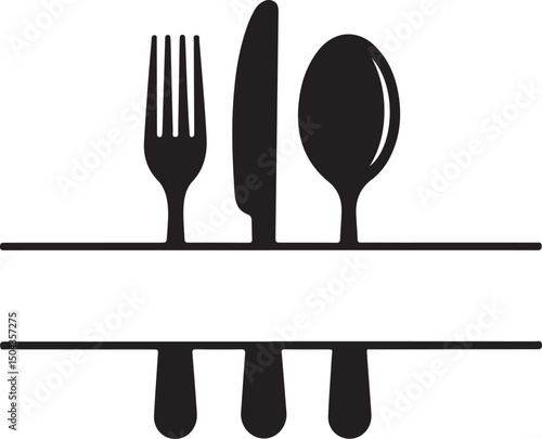 Tablespoon,Table knife,Fork And Plate Dinner Set Vector Illustration