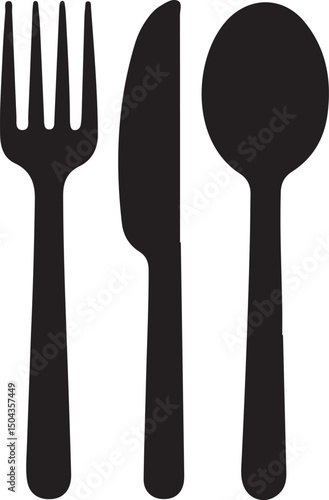 Tablespoon,Table knife,Fork And Plate Dinner Set Vector Illustration