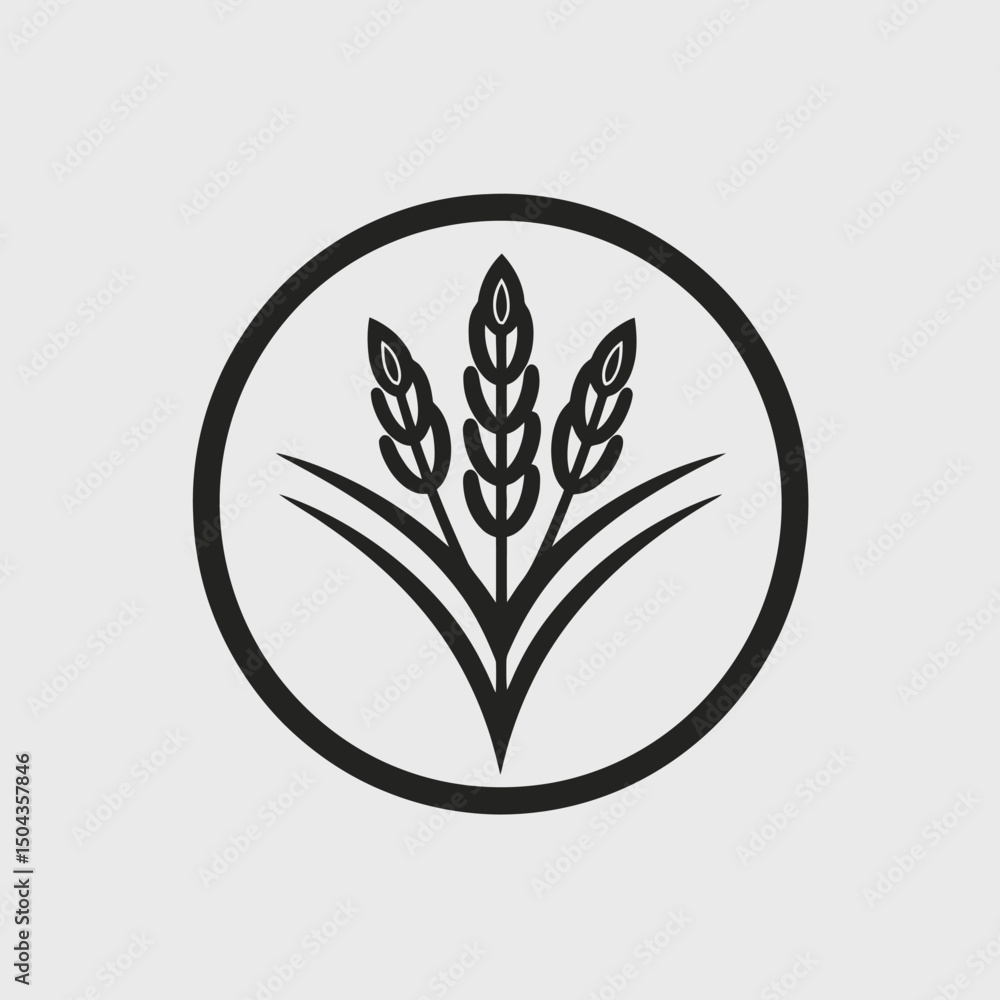 Fototapeta premium Wheat grain agriculture farm harvest field barley rye oat rice plant food nature crop symbol logo design