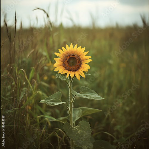 Country sunflower in warm summer sunset glow high resolution picture