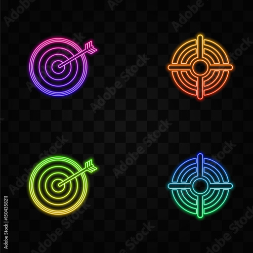 Shooter target icon graphics. neon style.